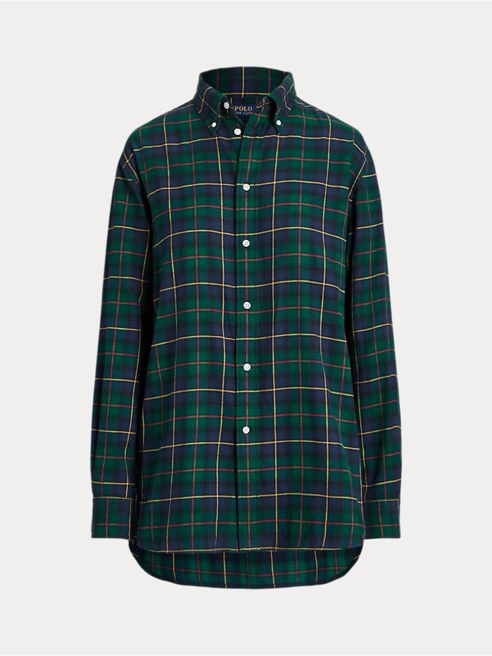 Ralph Lauren Green and Navy Tartan Shirt with Embroidered Pony L
